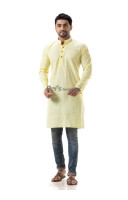 Men's Lemon Yellow Color Solid Punjabi (NS88)